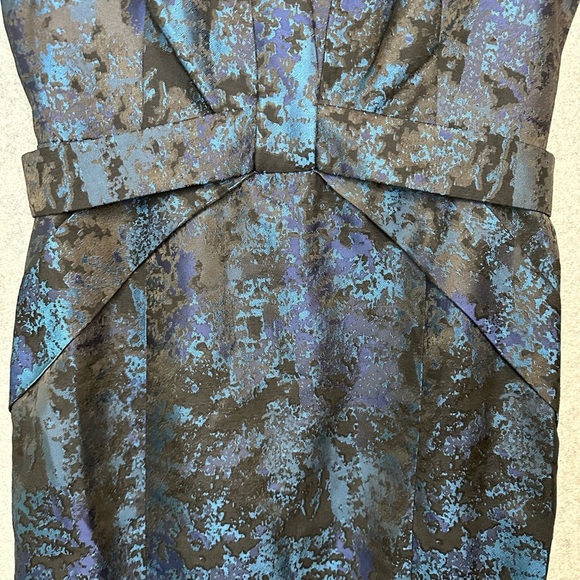 SHANI Jacquard Bow Detail Dress in Blue  Sz: 12 - Picture 7 of 9